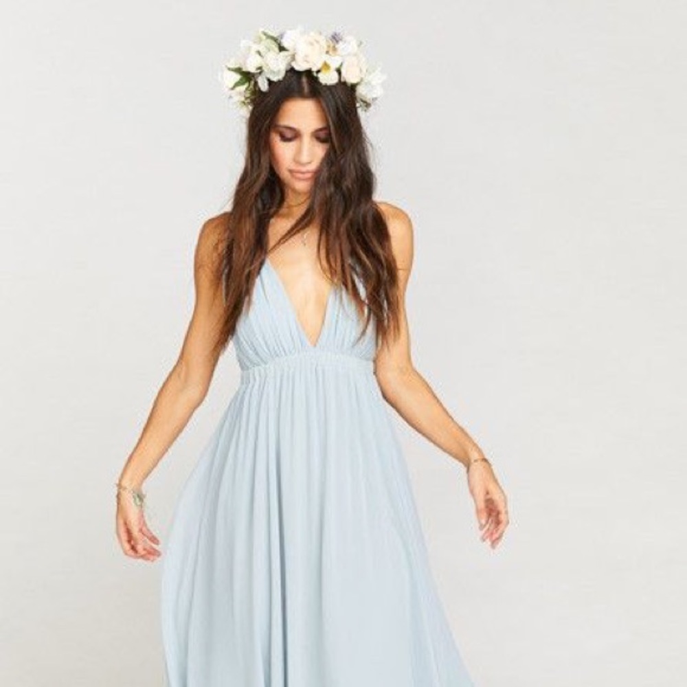 Ava Maxi Dress ~ Steel Blue Chiffon -Large
Size